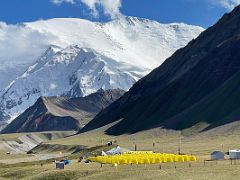 04B The tents of Ak-Sai Travel Lenin Peak Base Camp 3600m with Lenin Peak 7134m towering overhead